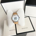 Gucci G Timeless Automatic Mother of Pearl Dial Brown Leather Strap Watch For Women - YA1264112