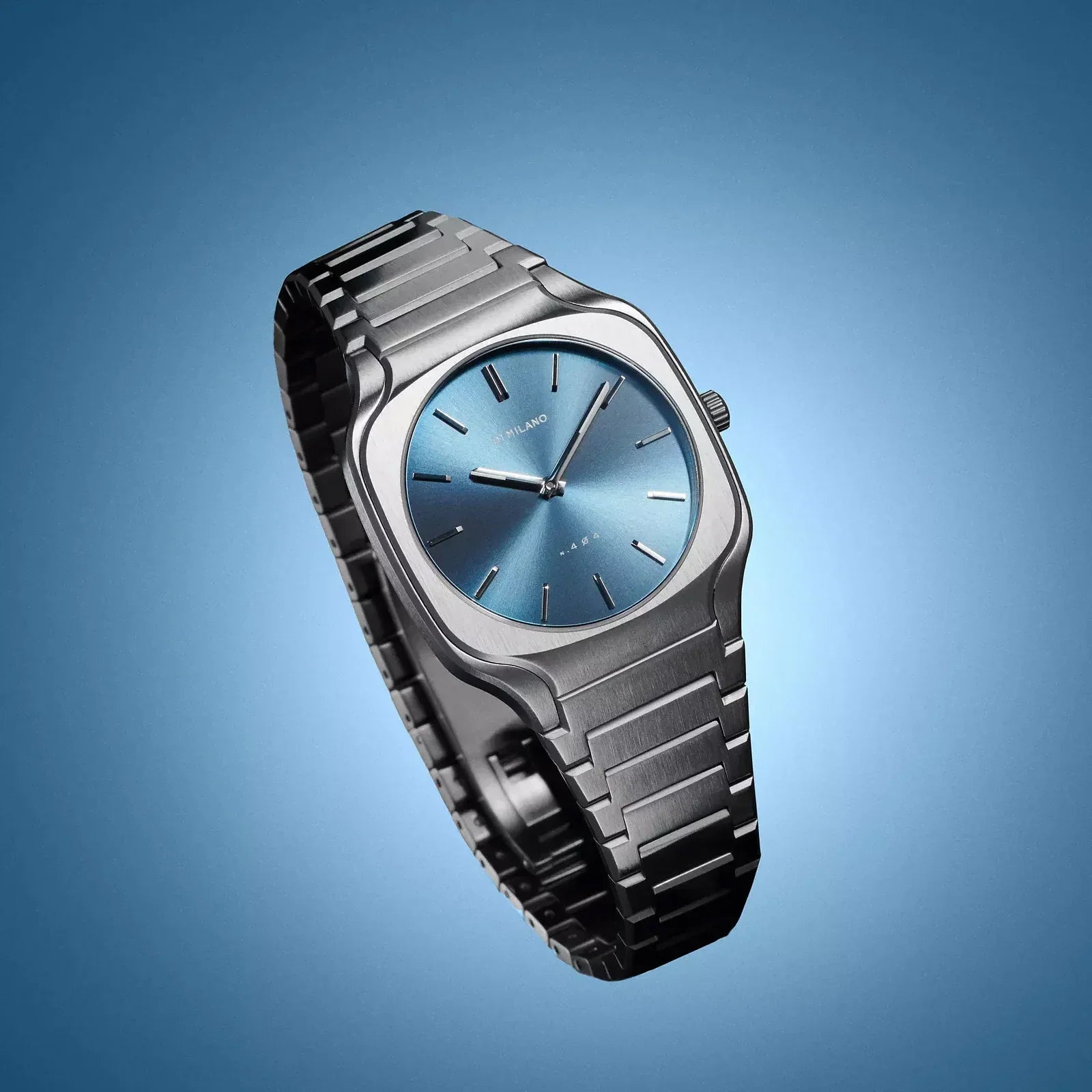 D1 Milano Square Maldives Sea Blue Dial Silver Steel Strap Watch for Men - D1-SQBJ05