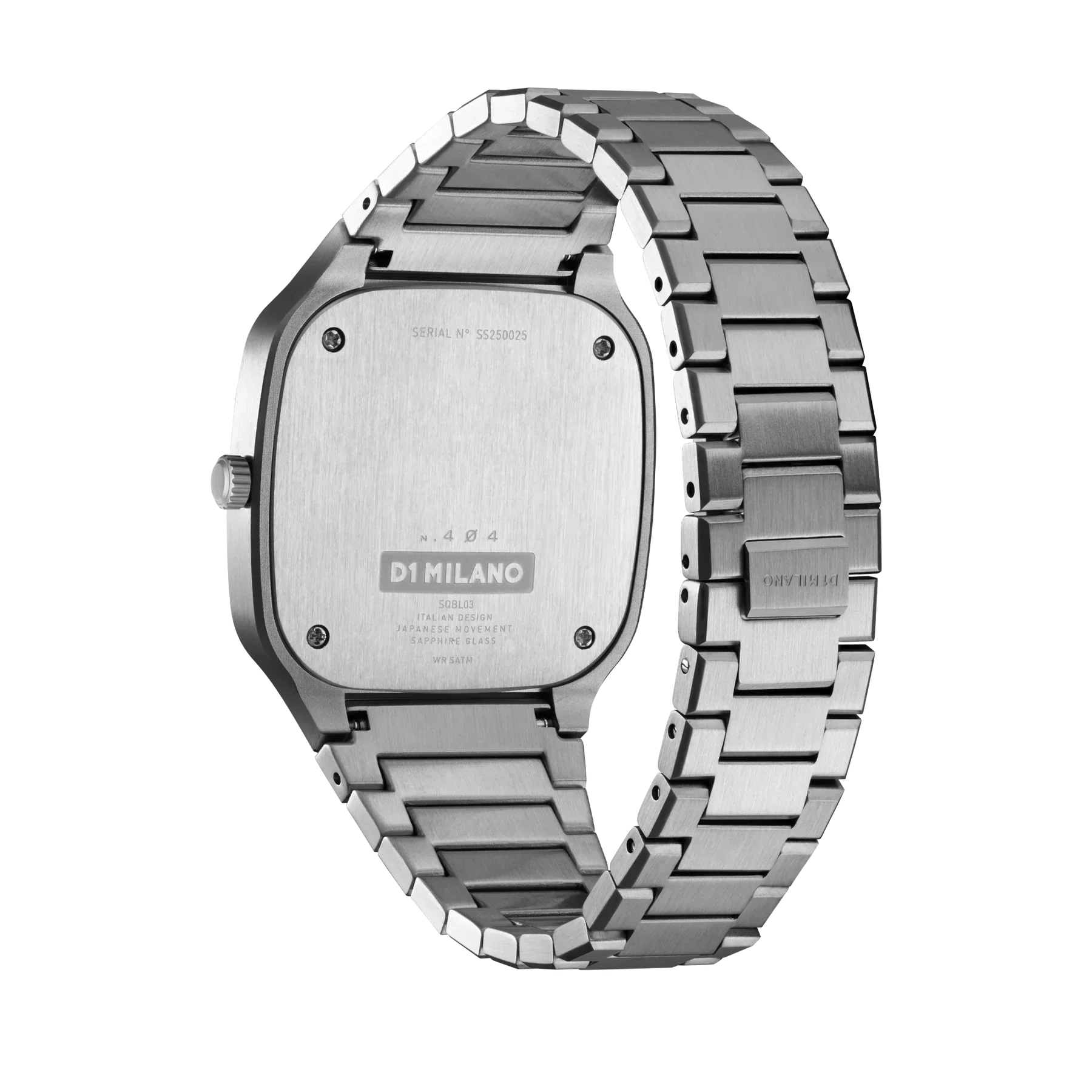 D1 Milano Square Silver Dial Silver Steel Strap Watch for Men - D1-SQBJ10