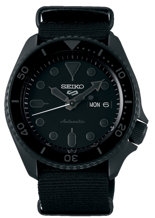 Seiko 5 Sports Automatic Black Dial Black NATO Strap Watch For Men - SRPD79K1