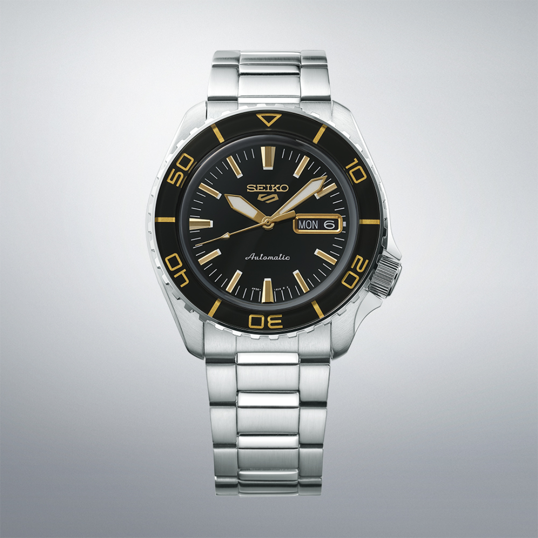 Seiko 5 Sport Automatic SKX Series Black Dial Silver Steel Strap Watch for Men - SRPK99K1