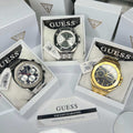 Guess Empire Quartz Black Dial Silver Steel Strap Watch For Men - GW0489G1