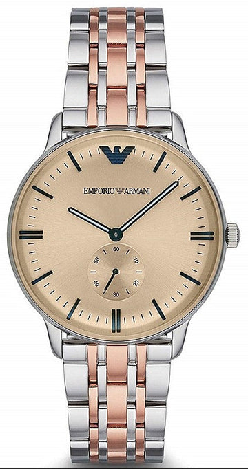 Emporio Armani Classic Beige Dial Two Tone Steel Strap Watch for Men - AR2070