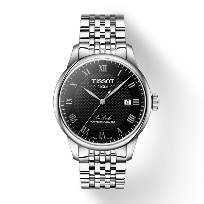 Tissot Le Locle Powermatic 80 Black Dial Silver Steel Strap Watch For Men - T006.407.11.053.00