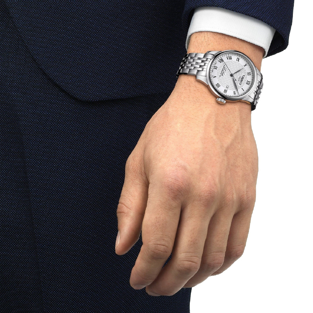 Tissot Le Locle Powermatic 80 Silver Dal Silver Steel Strap Watch For Men - T006.407.11.033.00