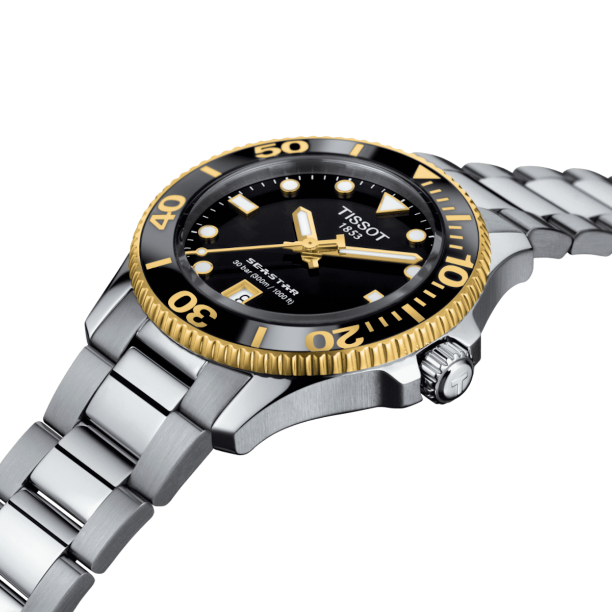 Tissot Seastar 1000 Powermatic 80 Black Dial Two Tone Steel Strap Watch For Men - T120.407.22.051.00