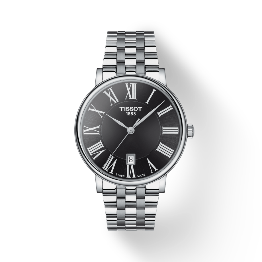 Tissot Carson Premium Black Dial Silver Steel Strap Watch For Men - T122.410.11.053.00