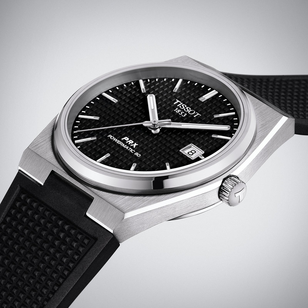 Tissot PRX Black Dial Black Rubber Strap Watch For Men - T137.410.17.051.00