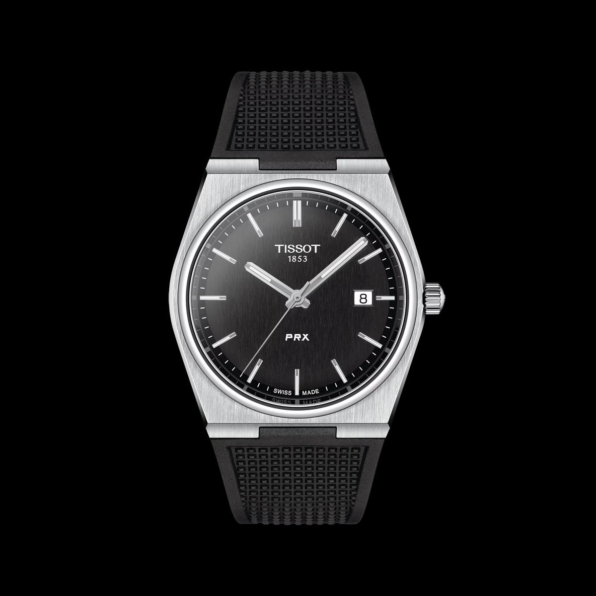Tissot PRX Black Dial Black Rubber Strap Watch For Men - T137.410.17.051.00