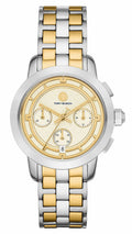 Tory Burch The Tory Chronograph White Dial Two Tone Steel Strap Watch for Women - TBW1052