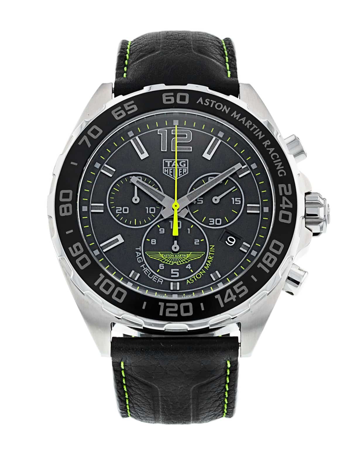 Tag Heuer Formula 1 Aston Martin Black Dial Black Leather Strap Watch for Men - CAZ101P.FC8245