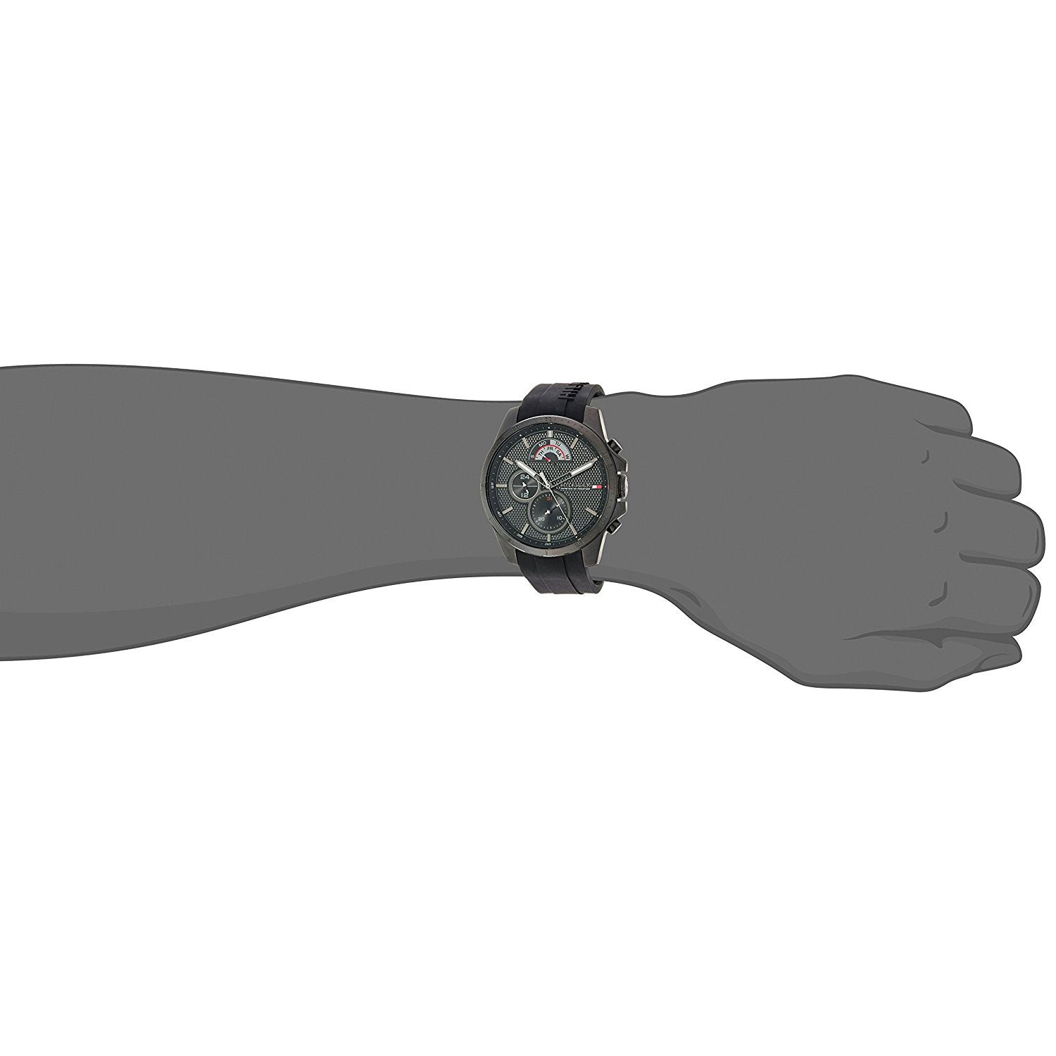 Tommy Hilfiger Decker Black Dial Black Rubber Strap Watch for Men - 1791352