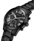 Guess Atlas Chronograph Black Dial Black Steel Strap Watch For Men - W0668G5