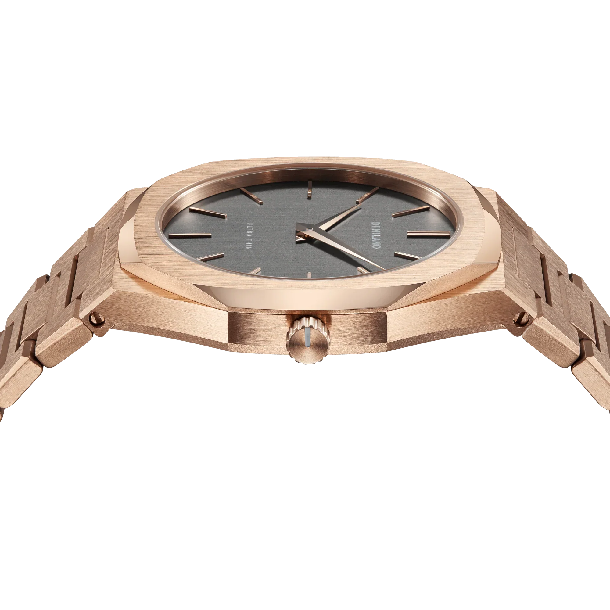 D1 Milano Ultra Thin Grey Dial Gold Steel Strap Watch for Men - D1-UTBJ08