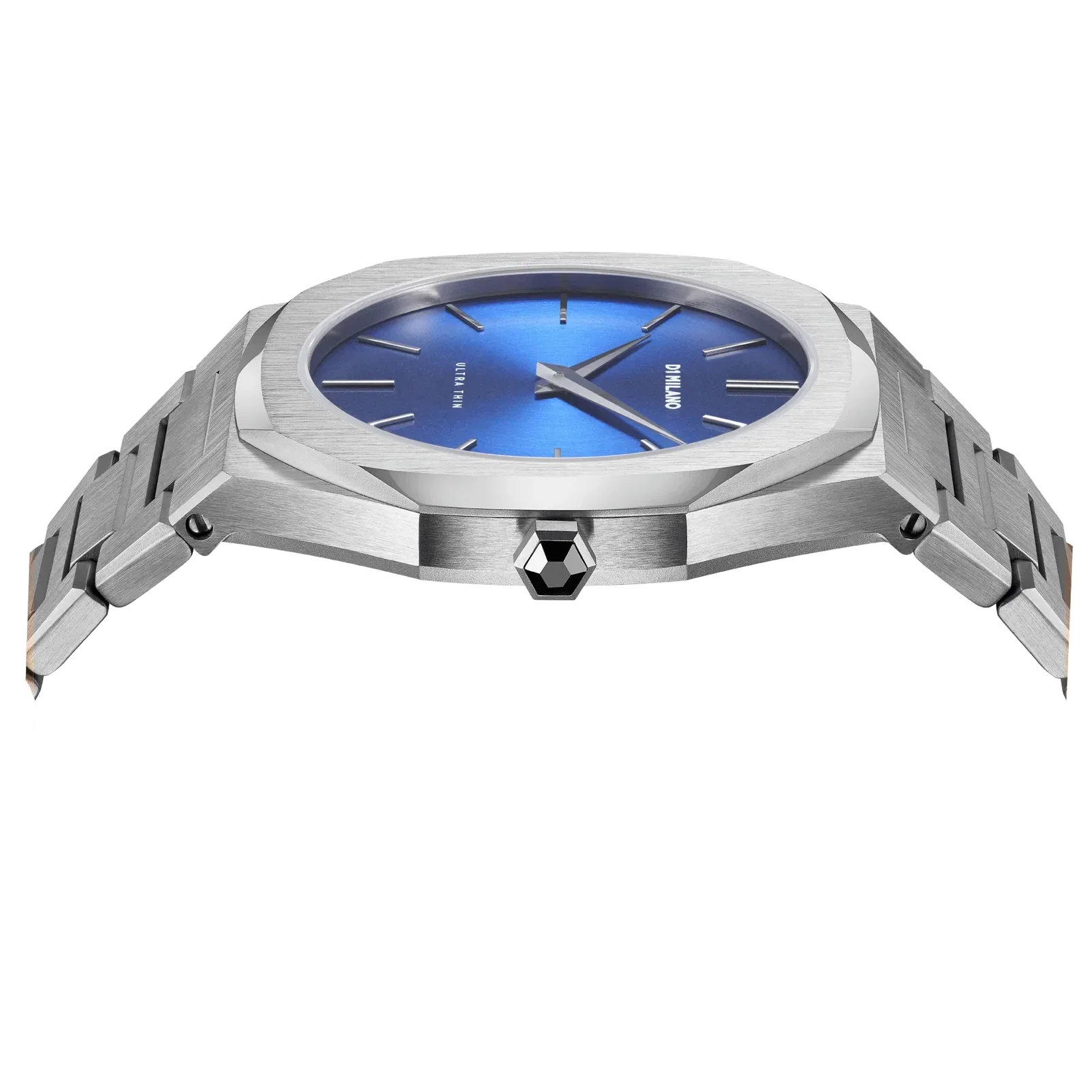 D1 Milano Ultra Thin Blue Dial Silver Steel Strap Watch for Men - D1-UTBJ09