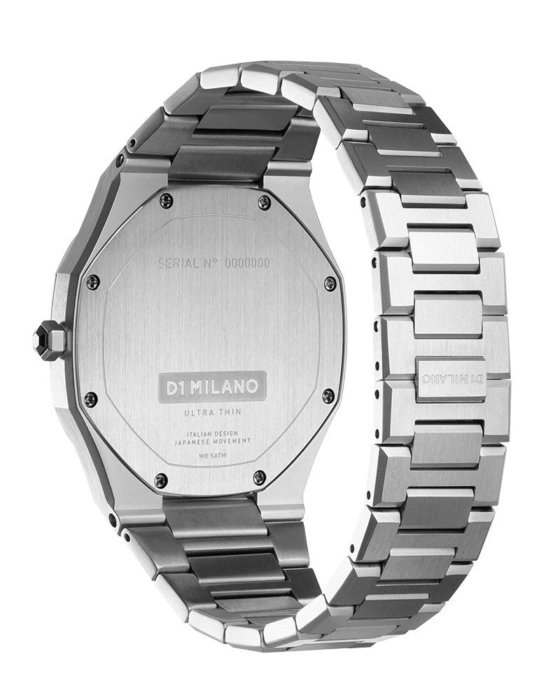 D1 Milano Ultra Thin Bordeaux Red Dial Silver Steel Strap Watch for Unisex - D1-UTBJ11