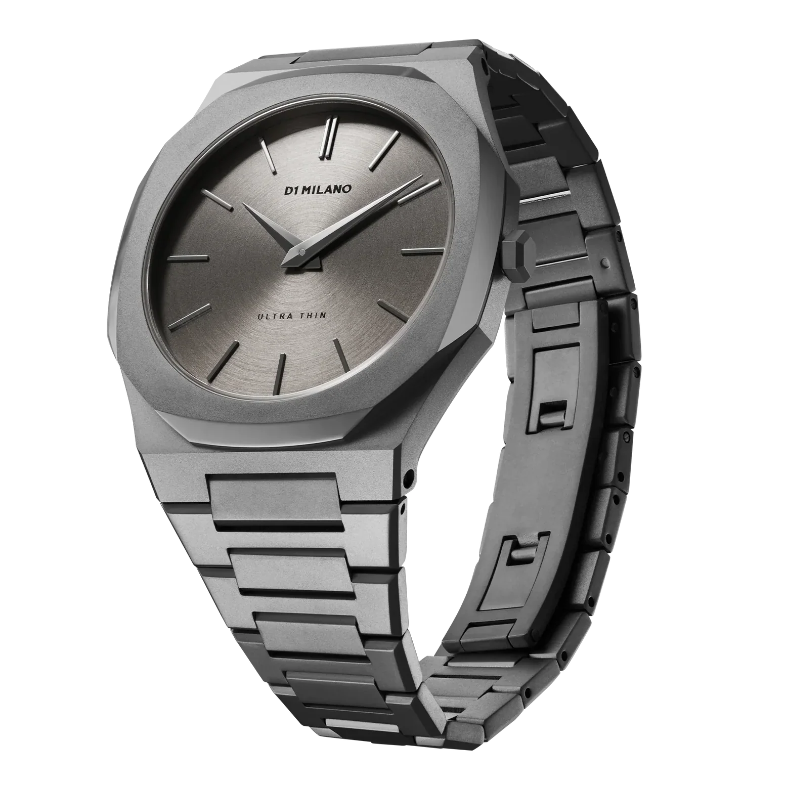 D1 Milano Ultra Thin Anthracite Gray Dial Gray Steel Strap Watch for Men - D1-UTBJ22