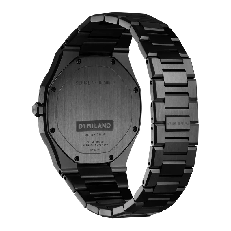 D1 Milano Ultra Thin Two Tone Black Steel Strap Watch for Men - D1-UTBJ31
