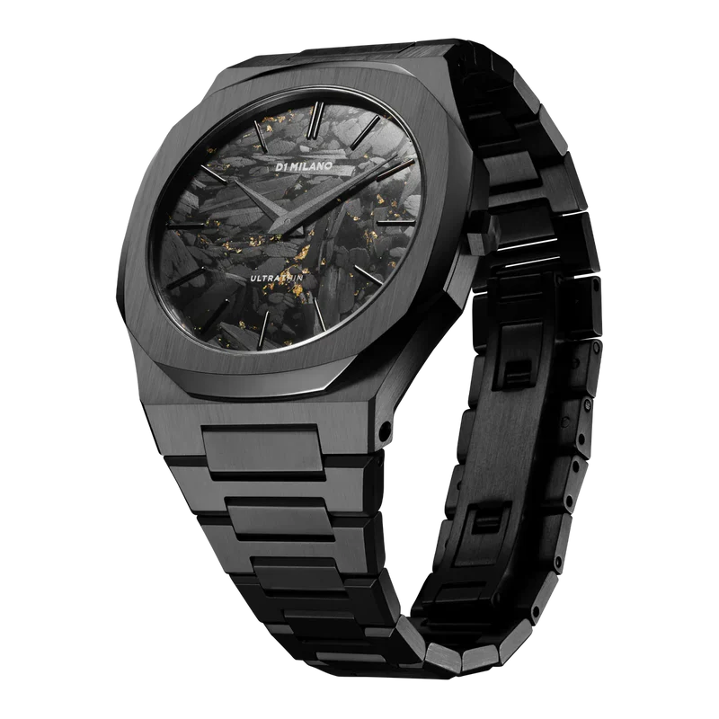 D1 Milano Ultra Thin Two Tone Black Steel Strap Watch for Men - D1-UTBJ31
