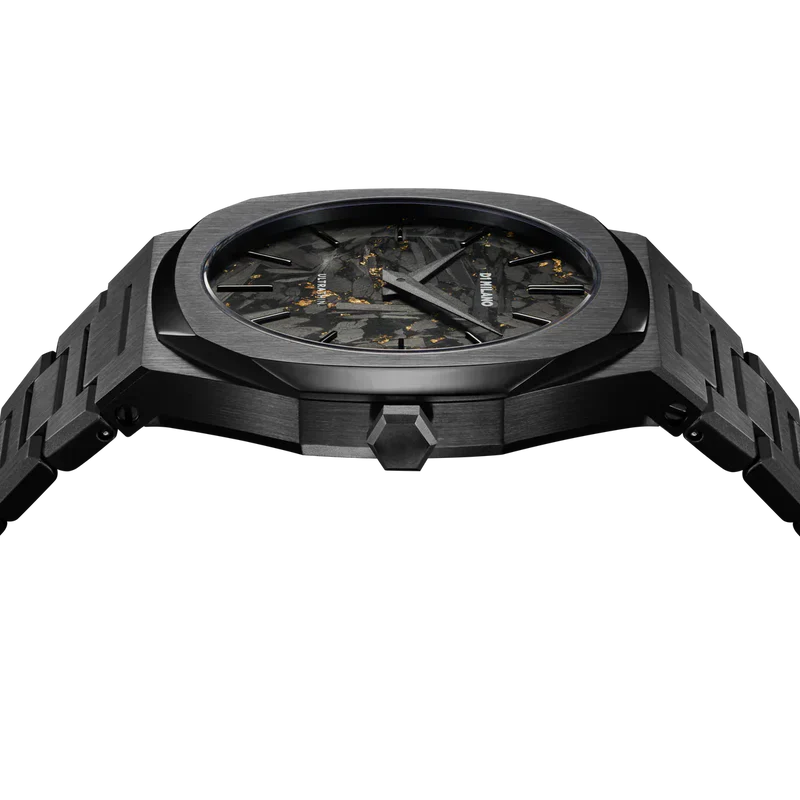 D1 Milano Ultra Thin Two Tone Black Steel Strap Watch for Men - D1-UTBJ31