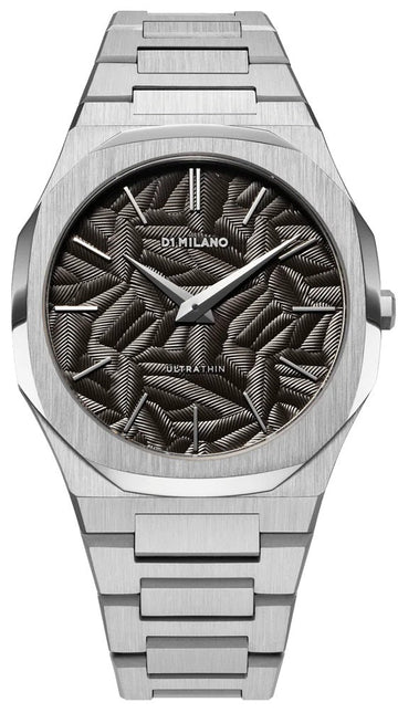 D1 Milano Ultra Thin Ashfield Black Dial Silver Steel Strap Watch for Men - D1-UTBJ32