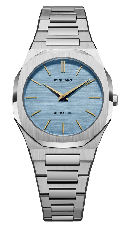 D1 Milano Ultra Thin Blue Dial Silver Steel Strap Watch for Women - D1-UTBL17