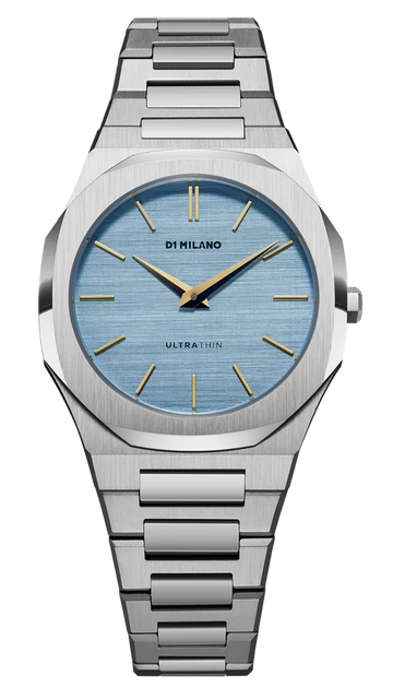 D1 Milano Ultra Thin Blue Dial Silver Steel Strap Watch for Women - D1-UTBL17