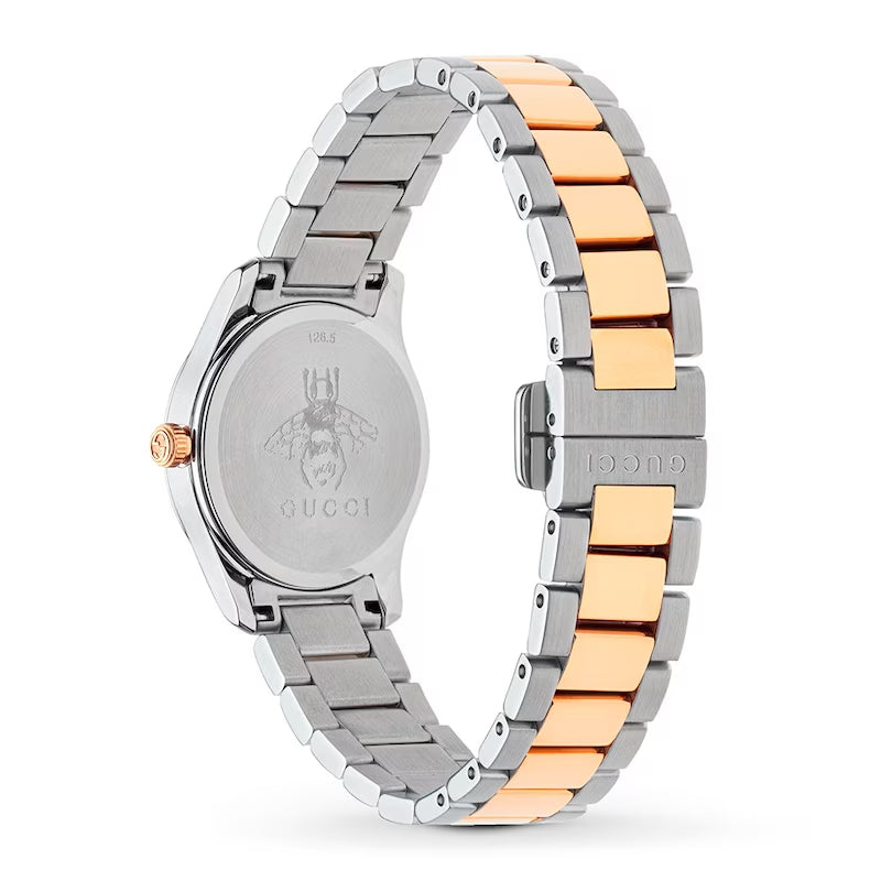 Gucci G Timeless Quartz Silver Dial Two Tone Steel Strap Watch For Women - YA126596