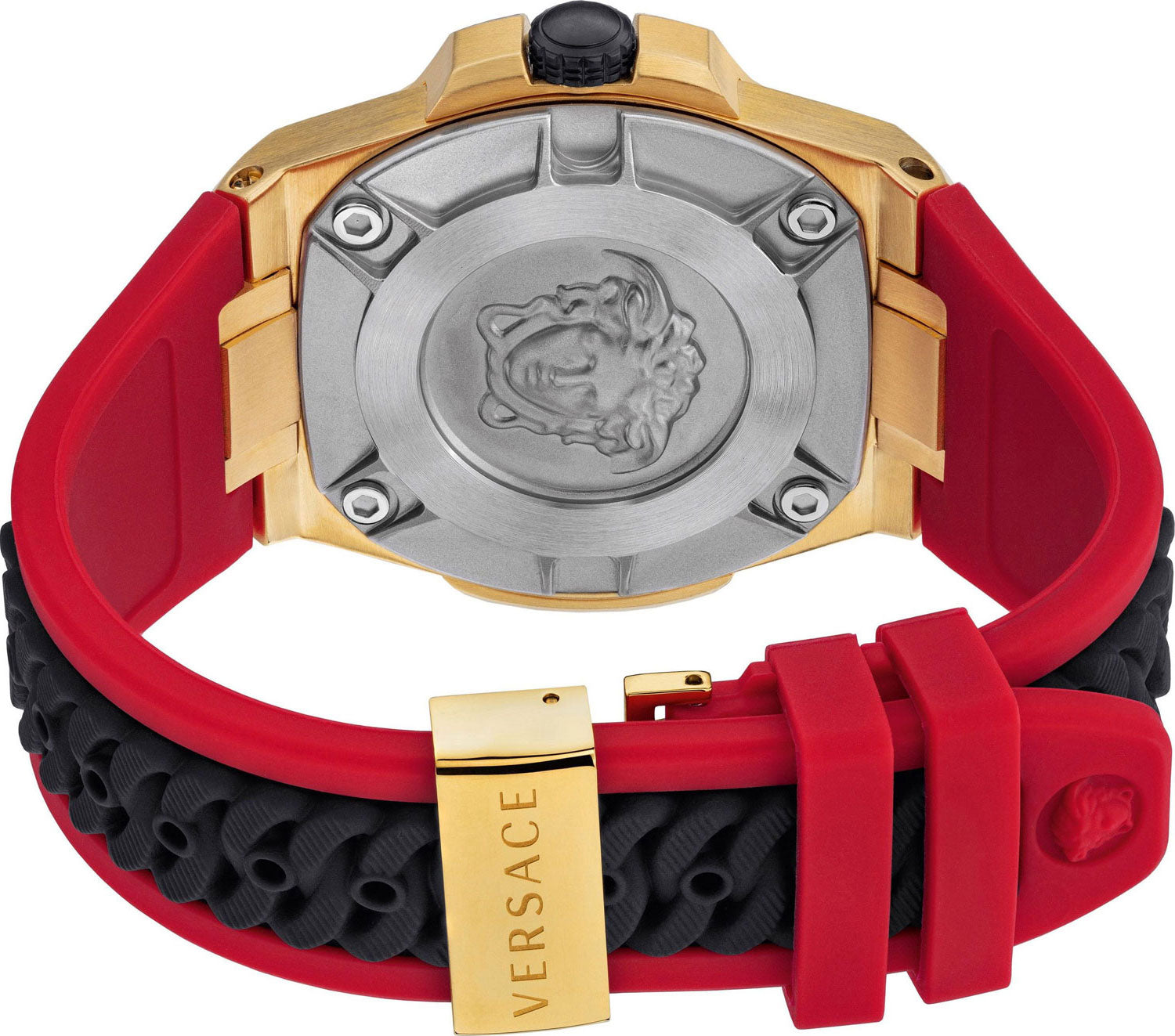 Versace Chain Reaction Quartz Black Dial Red & Black Rubber Strap Watch for Men - VEDY00319