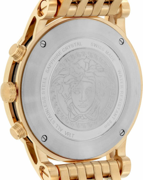 Versace Sport Tech Chronograph Black Dial Gold Steel Strap Watch for Men - VELT00419