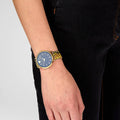 Versace V-Circle Black Dial Gold Leather Strap Watch for Women - VBP13017