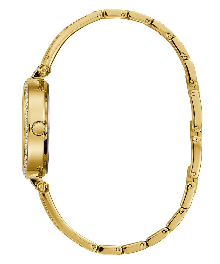 Guess Muse Crystals White Dial Rose Gold Steel Strap Watch For Women - W1008L2