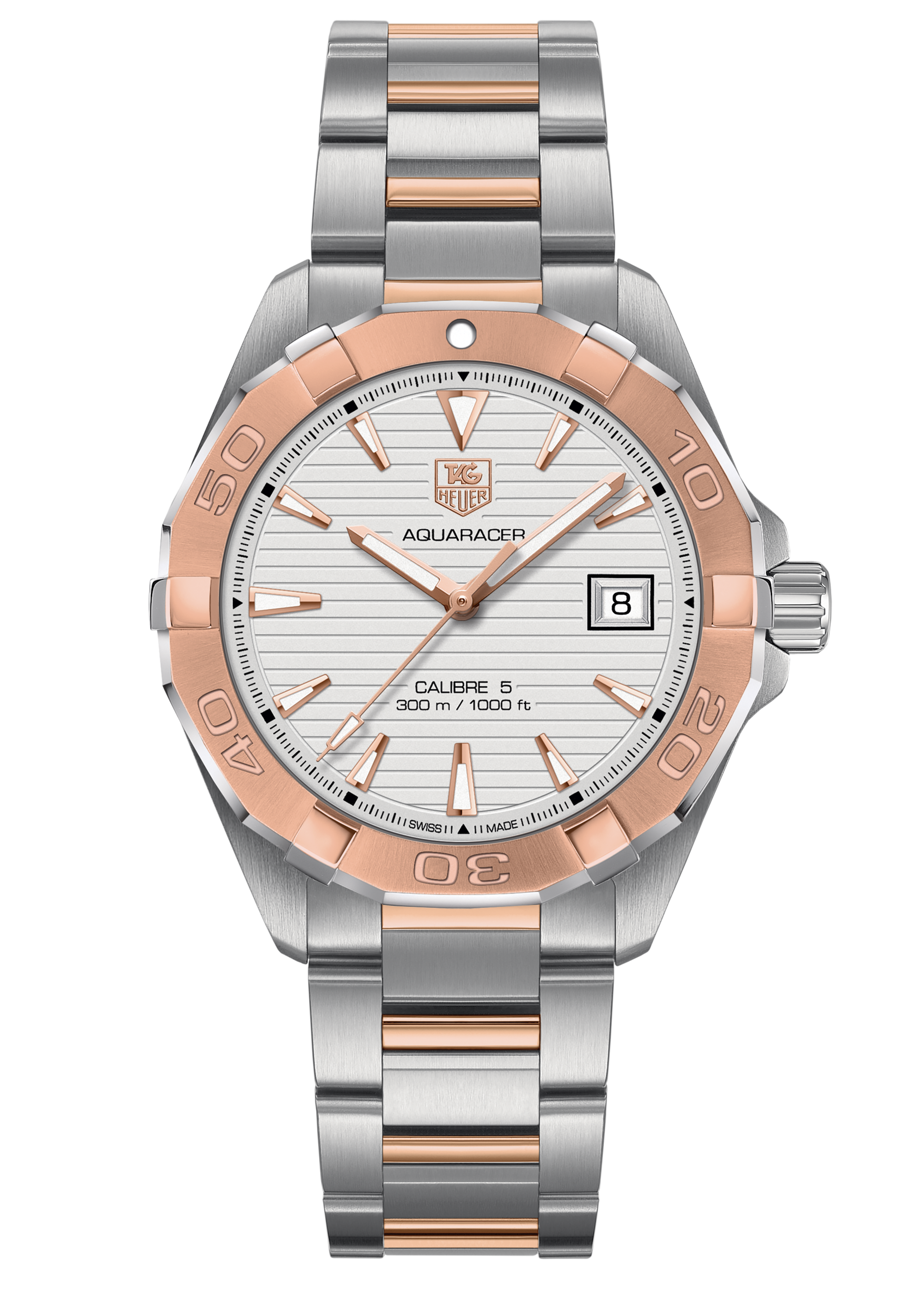 Tag Heuer Aquaracer Quartz White Dial Silver Strap Watch for Men - WAY1150.BD0911