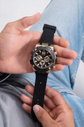 Guess Navigator Chronograph Black Dial Black Rubber Strap Watch for Men - GW0264G3