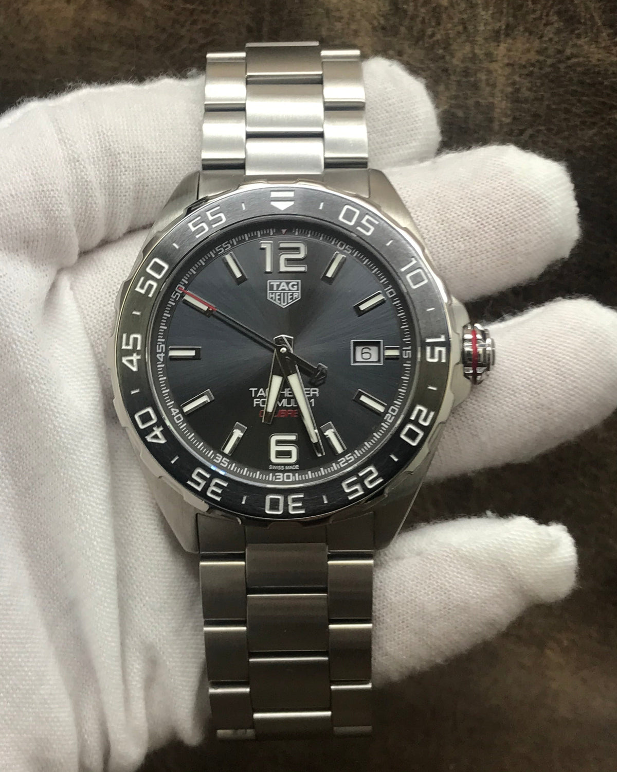 Tag Heuer Formula 1 Calibre 5 Chronograph Anthracite Dial Silver Steel Strap Watch for Men - WAZ2011.BA0842