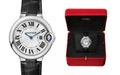 Cartier Ballon Bleu De Cartier Silver Dial Black Leather Strap Watch for Women - WSBB0034