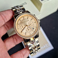Michael Kors Ritz Chronograph Gold Dial Gold Steel Strap Watch For Women - MK6937