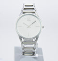 Calvin Klein Stately White Dial Silver Steel Strap Watch for Women - K3G23126