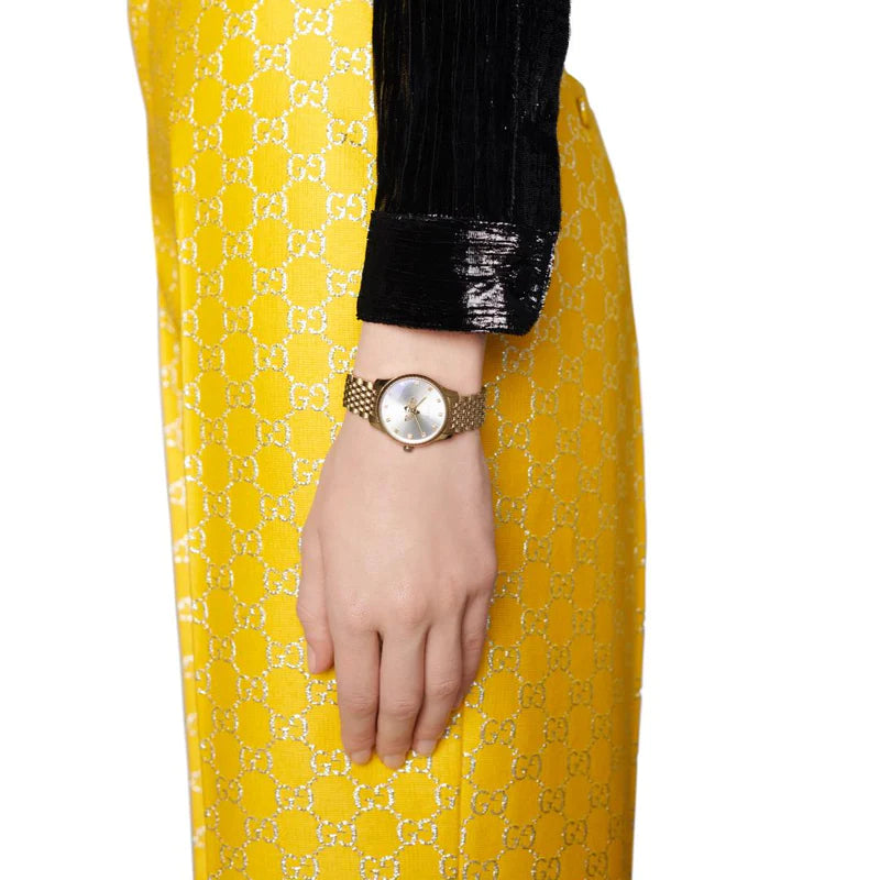 Gucci G Timeless Quartz Mother of Pearl Dial Gold Steel Strap Watch For Women - YA1265021
