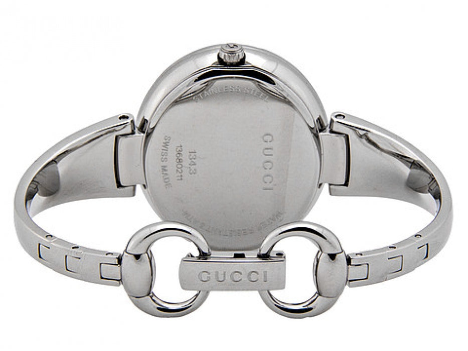 Gucci Guccissima Black Dial Silver Steel Strap Watch For Women - YA134301