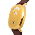 Gucci Grip Yellow Gold Dial Maroon Leather Strap Unisex Watch - YA157411