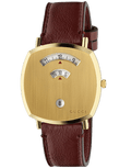 Gucci Grip Yellow Gold Dial Maroon Leather Strap Unisex Watch - YA157411