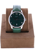 Gucci G-Timeless Green Mother of Pearl Dial Green Leather Strap Watch For Women - YA126585
