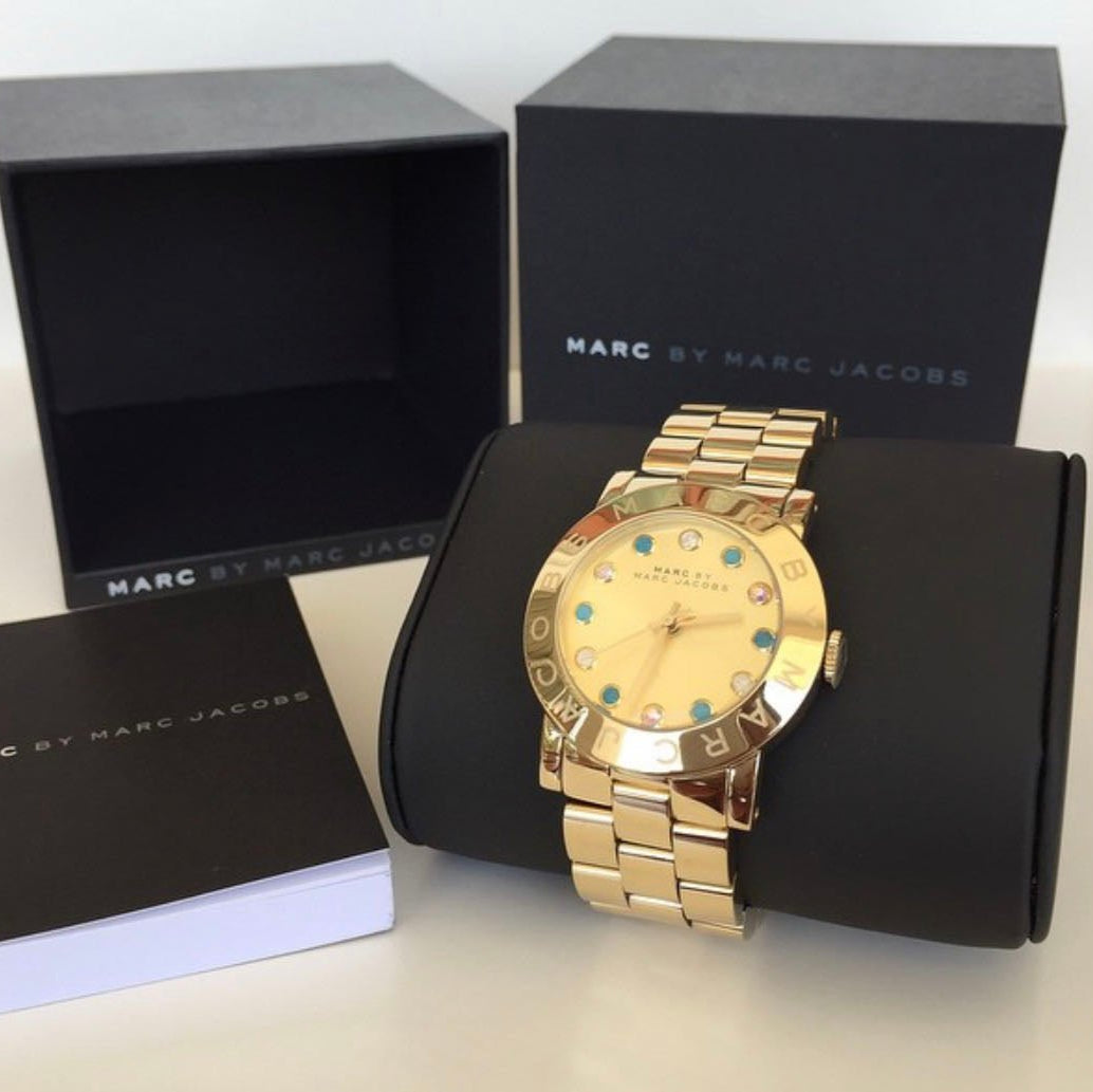 Marc Jacobs Amy Dexter Gold Dial Gold Steel Strap Watch for Women - MBM3215