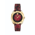 Versace Shadov Quartz Red Dial Red Leather Strap Watch for Women - VEBM00918