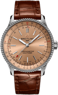 Breitling Navitimer Automatic 35 Brown Dial Brown Leather Strap Watch for Men - A17395201K1P1