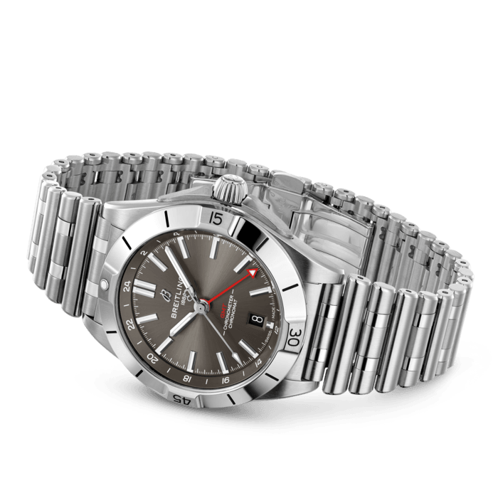 Breitling Chronomat GMT 40 Brown Dial Silver Steel Strap Watch for Men - A32398101M1A1