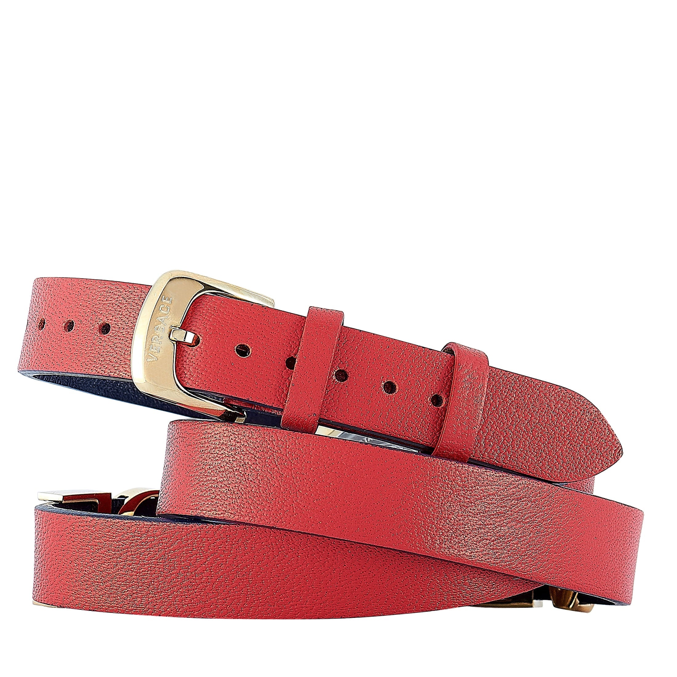 Versace V-Flare Quartz Silver Dial Red Leather Strap Watch for Women - VEBN00418