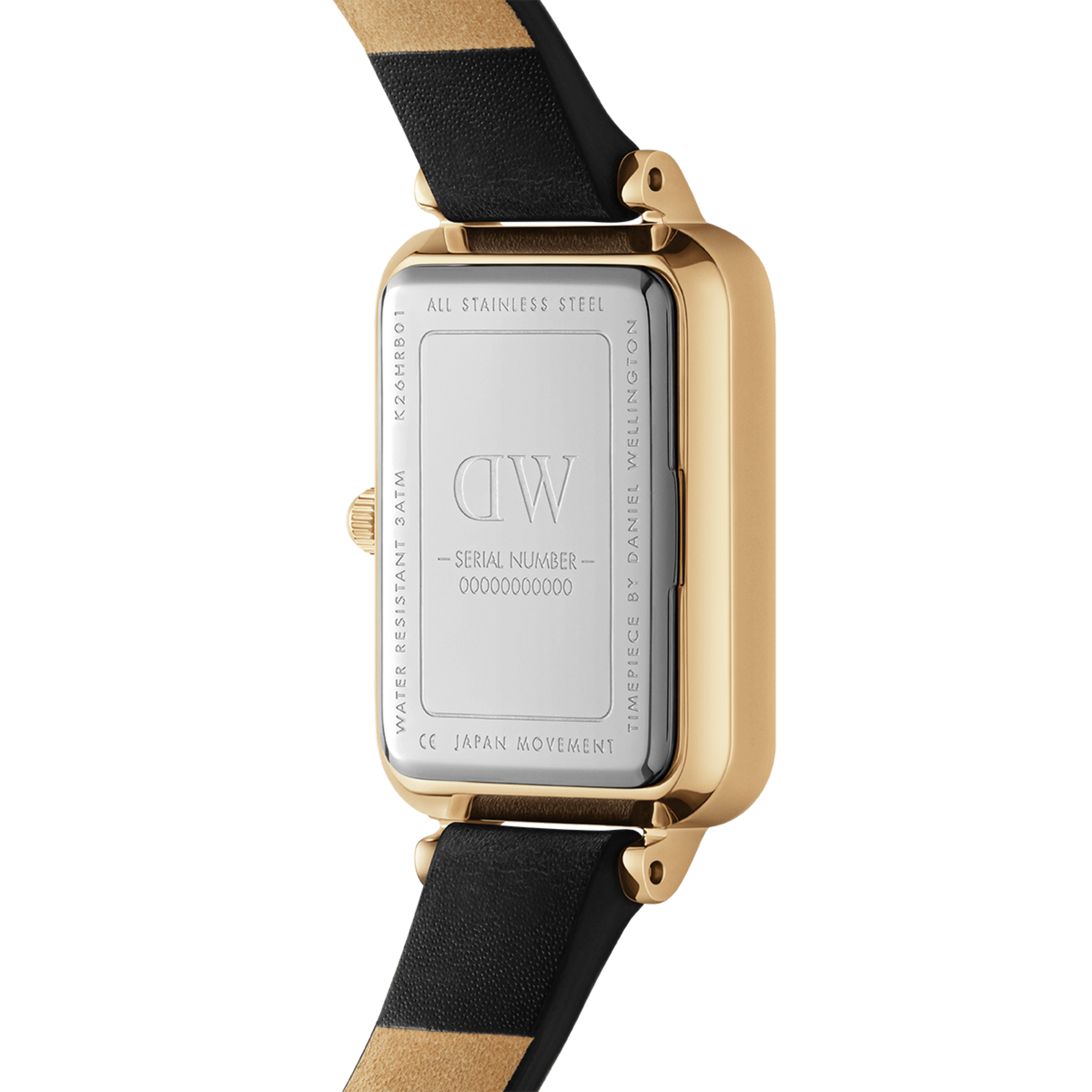 Daniel Wellington Quadro Pressed Melrose Emerald Green Dial Black Leather Strap Watch For Women - DW00100446