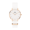 Daniel Wellington Petite Dover Quartz White Dial White NATO Strap Watch For Women - DW001000313